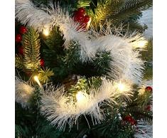 com-four® 3X Weihnachtsgirlande in weiß für Weihnachten die perfekte Dekoration auch zu Silvester und Fasching - 2,70 m (03 Stück - 7.5cm/weiß)