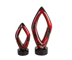 Casablanca - Skulptur, Dekofigur - Große Raute - Glas rot/bronzefarben - mit Glitter - Höhe 31 cm