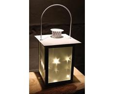Metall Laterne mit 5 warmweiße LEDs Windlicht Laterne LED Glaswindlicht