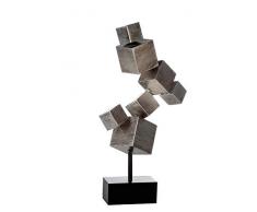 Casablanca Skulptur -aus Metall - Silber-Antik-Finish -schwarzer Sockel H 56 cm