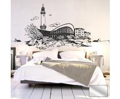 ilka parey wandtattoo-welt® Wandtattoo Wandbild Wandaufkleber Wandsticker Aufkleber Sticker Ostsee Küste Warnemünde Leuchtturm M1899 ausgewählte Farbe: *silber* ausgewählte Größe: *L - 120cm breit x 82cm hoch*