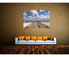 Steg ins Meer! Leinwand Bilder! Wandbild! Kunst Druck! Keilrahmen A05740 Größe 90 x 60 cm