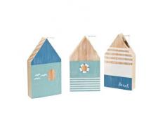 Goebel Scandic Home Blue Houses Vasen, 3er Set, Hausvase, Haus Vase, Porzellanvase, Holz / Glas, 18 cm, 23100641