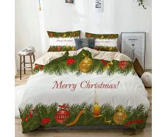 ZELXXXDA Bettwäsche-Set,Beige,Weihnachtsbaumkerze Grußdruck,1 Bettbezug 135x200 + 2 Kopfkissenbezug