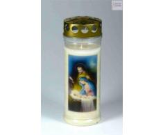 Grablichtkerze, Grabkerze, Krippe - 3719-21 x 7,5 cm - ca. 7 Tage Brenndauer - Trauerkerze mit Motiv, Foto und Spruch.