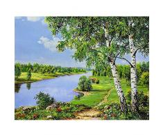 CYACC Gerahmte DIY Malen nach Zahlen Landschaft Acrylgemälde Modernes Bild Wohnkultur Für Wohnzimmer 40x50 cm RA3132 @ DIY_Framed_40x50cm_