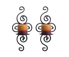 meshela 2 Vintage Wandkerzenhalter Eisen-Dekoration zum Aufhängen