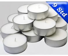 Hillfield® 24 Maxi Teelichter im Alubecher, Weiß, Maxilicht, Jumbo Teelichter, ohne Duft, Kerzen, Teelicht, Aluminiumhülle, Gastronomie Qualität, (2 Packungen á 12 Maxi - Teelichter)