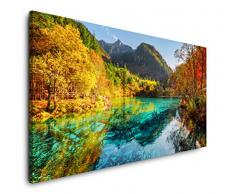Paul Sinus Art China bunter See 120x 60cm Panorama Leinwand Bild XXL Format Wandbilder Wohnzimmer Wohnung Deko Kunstdrucke