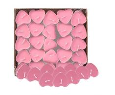 Txyk 50pcs Teelicht Set Romantische Herz Kerzen Rauchfrei Teelicht für Geburtstag, Vorschlag,Hochzeit,Party(Rosa)