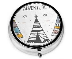 Runder Pillenkoffer mit 3 Fächern; Reise-Pillen-Kasten die Rose im Vase