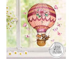 ilka parey wandtattoo-welt Fensterbild Heißluftballon Fuchs Hase Bär Schmetterlinge wiederverwendbar Fensterbilder Frühling Deko Dekoration bf126 - ausgewählte Größe: *2. Tiere Heißluftballon*
