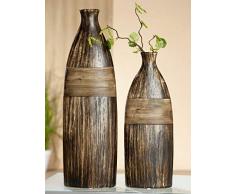 GILDE Keramik Flaschenvase Marron VE 2 (B x H x L) 15,5 x 50,5 x 0 cm braun/Creme, gekratzt 2 Stück Einer Größe