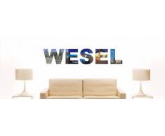 INDIGOS UG - WANDTATTOO / Wandsticker / Wandaufkleber / Aufkleber farbige Wandschrift Städtename Wesel mit Sehenswürdigkeiten 96 x 19 cm Länge