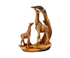 TRI Deko Giraffenfamilie, Deko-Figur Tierfigur Giraffe Mama & Kind, Giraffen & Akazie, detailreiche Holzoptik, Kunststein, 16 x 7 x 19 cm