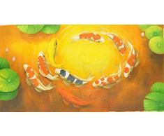 nobrand Drucken Chinesisch Zusammenfassung Neun Koi Fisch Lotus Ölgemälde auf Leinwand Poster Feng Shui Wandkunst Bild für Wohnzimmer Home Decor-d_No_Frame_50x100cm