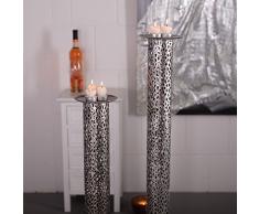 DESIGN DELIGHTS Riesen KERZENSTÄNDER Set Eternal | Metall, antik-Silber, 80/100 cm | edler Kerzenleuchter, Kerzensäule, Teelichthalter
