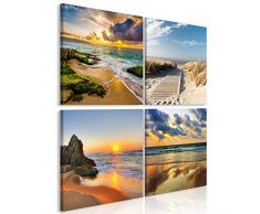 murando - Bilder Strand Meer 40x40 cm Vlies Leinwandbild 4 Teilig Kunstdruck modern Wandbilder XXL Wanddekoration Design Wand Bild - Natur Landschaft c-B-0485-b-i