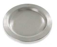 Kerzenteller, Dekoteller Messing vernickelt Silber matt satiniert, Innen Ø 8 cm, Außen Ø 11 cm für Kerzen