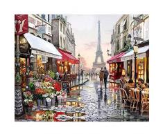 SHUX Gemälde nach Zahlen für Erwachsene Kinder handbemalte Street Scenic Ölgemälde Home Decor Acrylgemälde-99009_50X65Cm No Frame