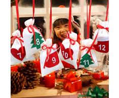 awhao 24Pcs hängende Weihnachtskalender-Süßigkeit-Tasche für Weihnachtsfest-Inneneinrichtung - hängende Tasche des Weihnachtskalenders Kindly Beautifully