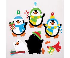 Baker Ross AT240 Weihnachtskugeln Mix & Match Pinguin (6 Stück) Christbaumschmuck Bastelset für Kinder, Sortiert