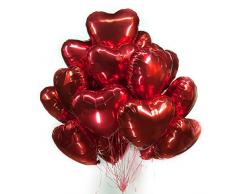 CozofLuv 25 Stück 18 Zoll Rot Herzballons Folienballons Luftballons Herzform Heliumballons Herzluftballons für Geburtstag Valentinstag Hochzeit Verlobung