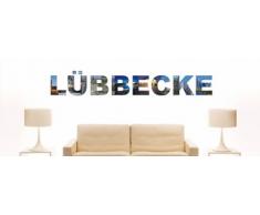 Wandtattoo farbige Wandschrift Städtename Lübbecke mit Sehenswürdigkeiten 80 x 12 cm Länge