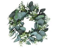 Kapmore Eukalyptus Künstlich Kranz, 12,99 Kranz Weihnachten Türkranz Wandkranz Efeugirlande Eukalyptus Künstlich Hängen Reben Blätter für Hochzeit, Party, Garten, Wanddekoration