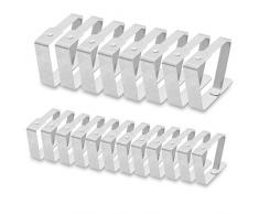 BELLE VOUS Tischdeckenklammer (20er Set), 12 kleine Tischdeckenhalter (4.5cm x 4cm), 8 große Tischtuchhalter (7cm x 8cm) Verstellbare Edelstahl Tischtuchklammer für Restaurant, Gartentisch - Silber
