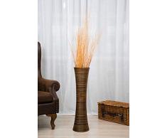 Leewadee Große Bodenvase für Dekozweige hohe Standvase Design Holzvase 75 cm, Mangoholz, braun