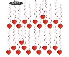 SERWOO (L: 83cm) 24 Stück Herz Girlande Hochzeit hängende Spirale Girlande Banner Hochzeitsdeko Partydeko Deckenhänger Girlande Rot für Hochzeit Party Geburtstag Valentinstag Willkommen Zuhause Deko
