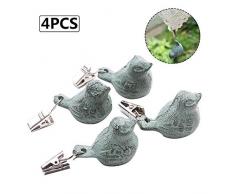 Eruditter 4 X Tischdeckenbeschwerer Tischdeckengewichte Tischtuchgewicht Antik Gusseisen - Tischdeckenbeschwerer Vögel Mit Stahlclips Für Garten Drinnen Und Draußen