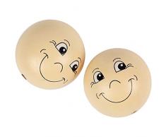 Smiley Kugeln, D: 40 mm, Holz, 10 Stück