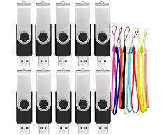 USB Stick 512MB 10 Stück USB Flash Laufwerke Einklappbarer Speicherstick 512 MB Schwarz Kleine Kapazität Memory Stick Metall Pendrive Datenspeicher für Weihnachtskalender Gebaut by FEBNISCTE