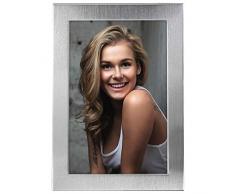 Hama Bilderrahmen 13x18 cm Davos (Fotorahmen mit Samtrückwand zum Aufstellen und Aufhängen) silber