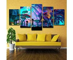 ZEMER Wand-dekor Rick and Morty Poster Wandkunst Bild Leinwanddrucke Malerei 5 Panels Modern Für Kinderzimmer Home Decor,A,30x45x2+30x60x2+30x75x1