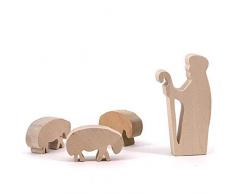 Hirte mit Schafen - handgefertigte Krippenfiguren aus Holz - Weihnachtsgeschenk, Nikolaus