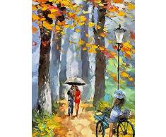 Rahmen-Kunst Keilrahmen-Bild – Celito Medeiros: Romantic Couple in Park I Leinwandbild Paar Romantik Wald Bäume Liebe bunt modern