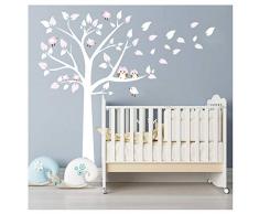Bdecoll Kinderzimmer Wandtattoo,Baum mit Owls Wand Aufkleber Sticker Wandtattoos (Pink)