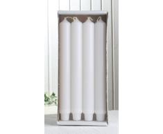 4x Stabkerze mit Zapfenfuß / Punchkerze, 25x3 cm, weiß