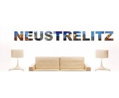 Wandtattoo farbige Wandschrift Städtename Neustrelitz mit Sehenswürdigkeiten 180 x 17 cm Länge