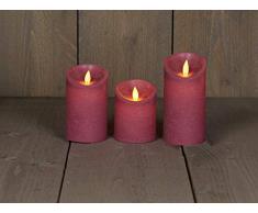 Coen Bakker 3er Set Kerze LED Echtwachskerze 10 cm + 12,5 cm + 15 cm Kerze Ø 7,5 cm viele Farben mit Timer flackender Docht Wachskerze Kerzen, Farbe:Antik Rosa