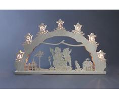 Schwibbogen Kinder bauen Schneemann Länge ca 52cm NEU Motivleuchte Lichterbogen LED Erzgebirge Bergkirche Räucherhaus Räucherkerze Holz Bergmann Seiffen Bergbau Bergwerk Weihnachtsbude Markt