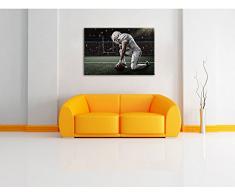 knieender Football-Spieler, Format: 80x60 auf Leinwand, XXL riesige Bilder fertig gerahmt mit Keilrahmen, Kunstdruck auf Wandbild mit Rahmen, günstiger als Gemälde oder Ölbild, kein Poster oder Plakat