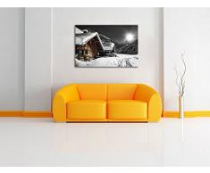 wunderschöne verschneite Alpenhütten schwarz/weiß Format: 100x70 auf Leinwand, XXL riesige Bilder fertig gerahmt mit Keilrahmen, Kunstdruck auf Wandbild mit Rahmen, günstiger als Gemälde oder Ölbild, kein Poster oder Plakat