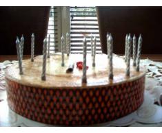 Folat Kuchenkerzen Silber, 16 Kerzen + Halter // für Silberhochzeit oder als