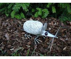 Steinfigur Kleine Maus Edelstahl Granit Höhe ca. 7 cm Dekofigur Edelstahlmaus Gartendeko Steinfigur Tierfigur