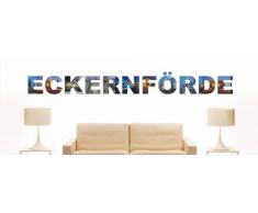 Wandtattoo farbige Wandschrift Städtename Eckernfoerde mit Sehenswürdigkeiten 80 x 7 cm Länge