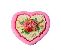 N/ A 3D-Tag Silikonform Kuchenform Herzblume Rosenform Kerze Schokoladenform Backwerkzeug